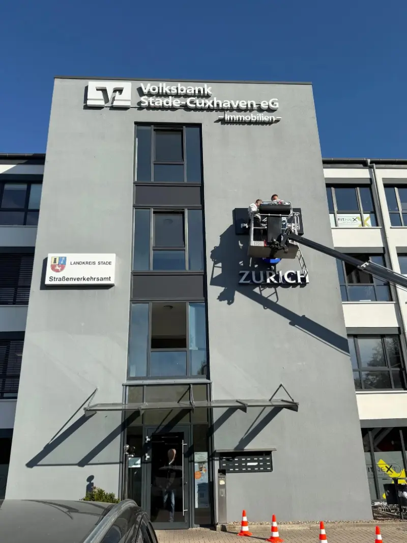 Projekt Volksbank Stade-Cuxhaven, Werbetechnik